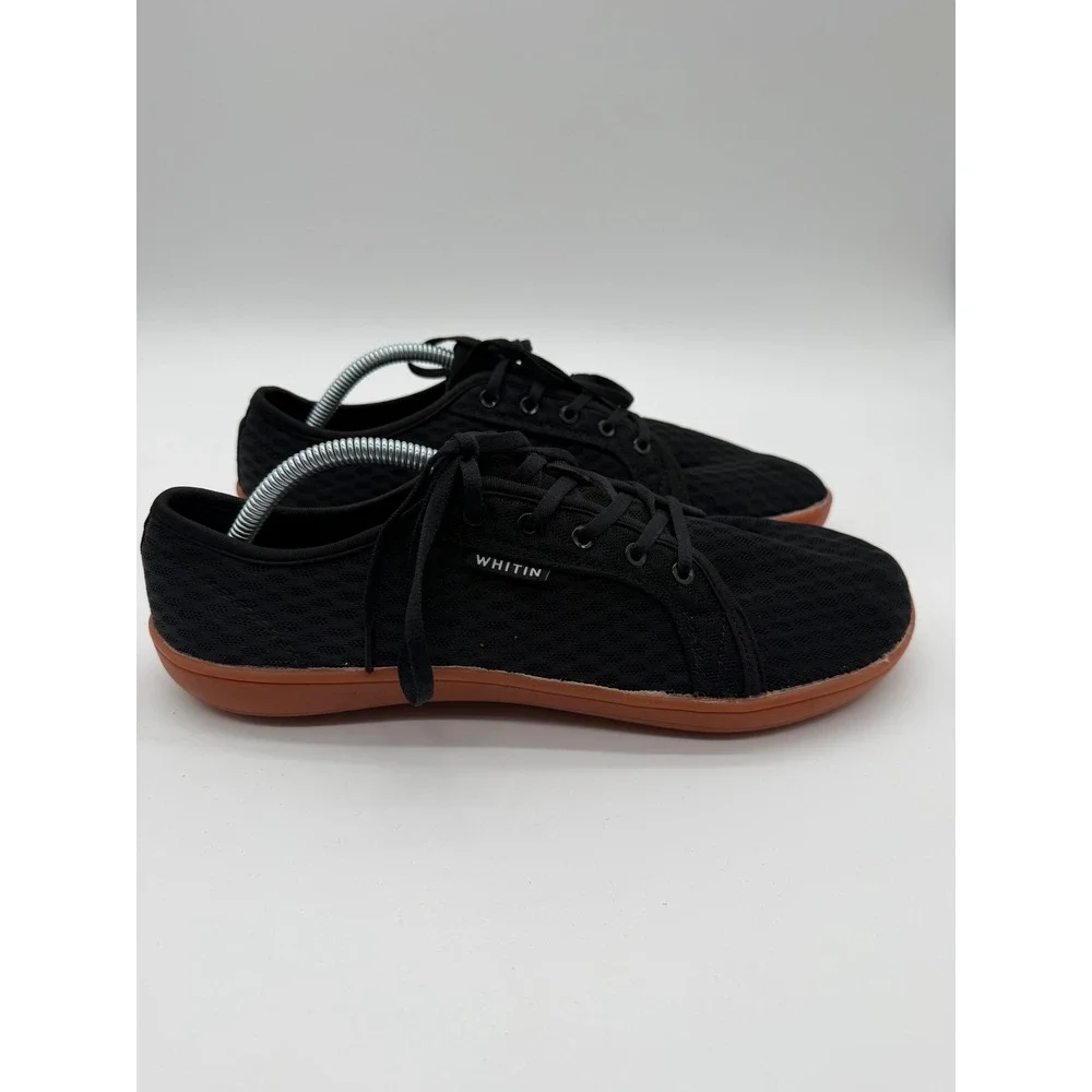 WHITIN Mens Minimalist Barefoot Shoes Black Mesh Wide Toe Box Gum Sole Sneakers
